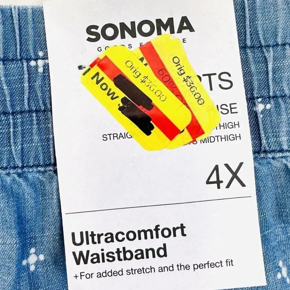 NWT SONOMA Women Mid Rise Pockets Ultra Waistband Floral Blue Shorts Plus Sz 4X - Picture 4 of 6